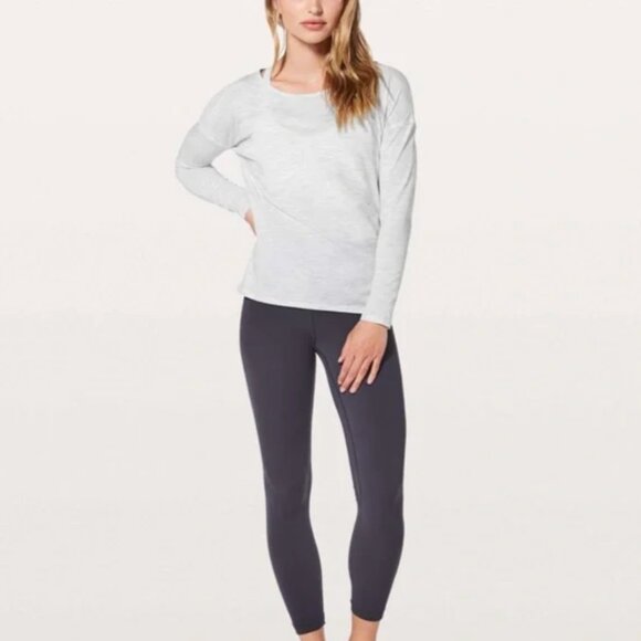 LULULEMON Back Into It Long Sleeve 3 Colour Space Dye Ice Grey Alpine White 10 - Picture 2 of 11